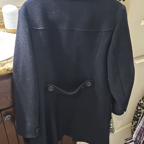 Jonathan Michael Black Coat Wool W/animal Print Scarf Size 8 - Picture 6 of 7